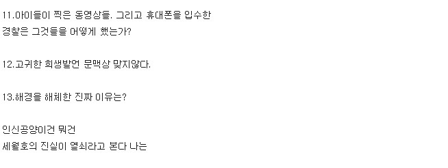 세월호 사건에서 밝혀져야하는 점.txt | 인스티즈