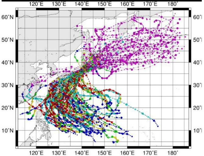 70년간의 태풍 패스맵.JPG | 인스티즈