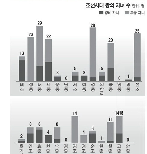 조선시대 왕의 자녀수 | 인스티즈
