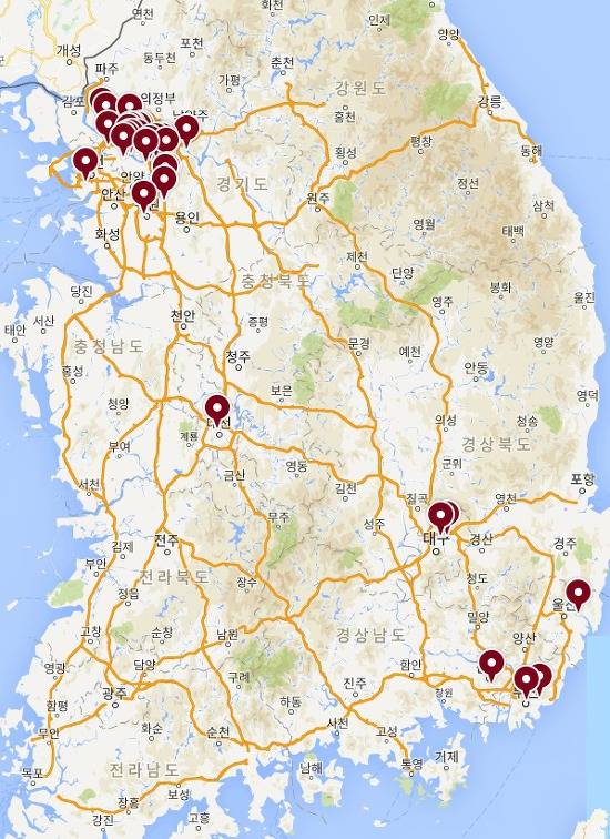 유명 브랜드들 전국분포도.jpg | 인스티즈