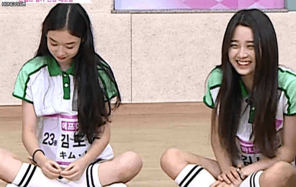 프듀48 장원영 애교를 본 김도아 김나영.gif | 인스티즈