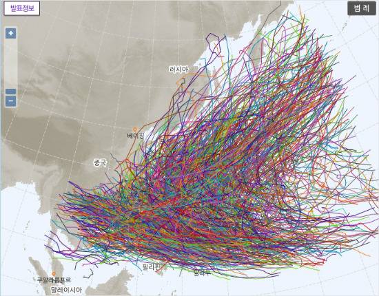 1977년 이후 발생한 태풍 경로 | 인스티즈