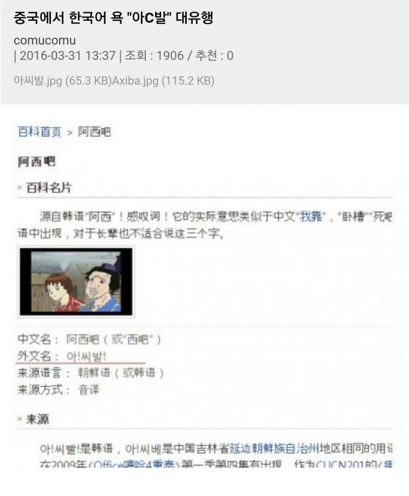 중국에서 인기있는 한국 욕 | 인스티즈