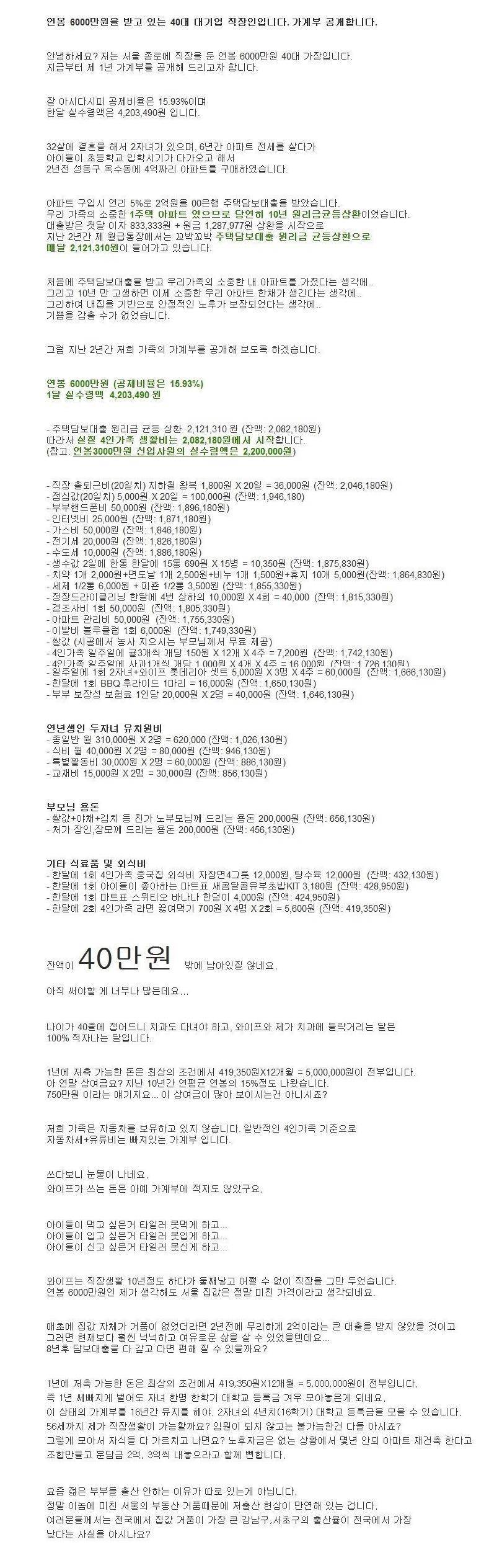 연봉 6000만원 직장인의 가계부.jpg | 인스티즈