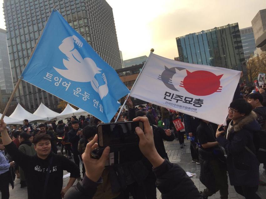 광화문에 모인 각종 단체들 깃발.flag | 인스티즈