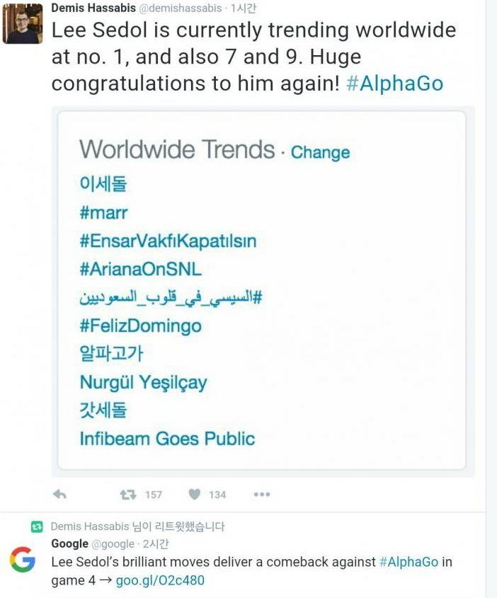 이세돌 4국 승리후 해외 반응.jpg (+ 전세계 실검 순위 ㄷㄷㄷ) | 인스티즈