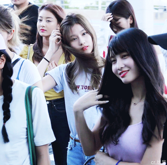 바람에 휘날리는 사나.gif | 인스티즈