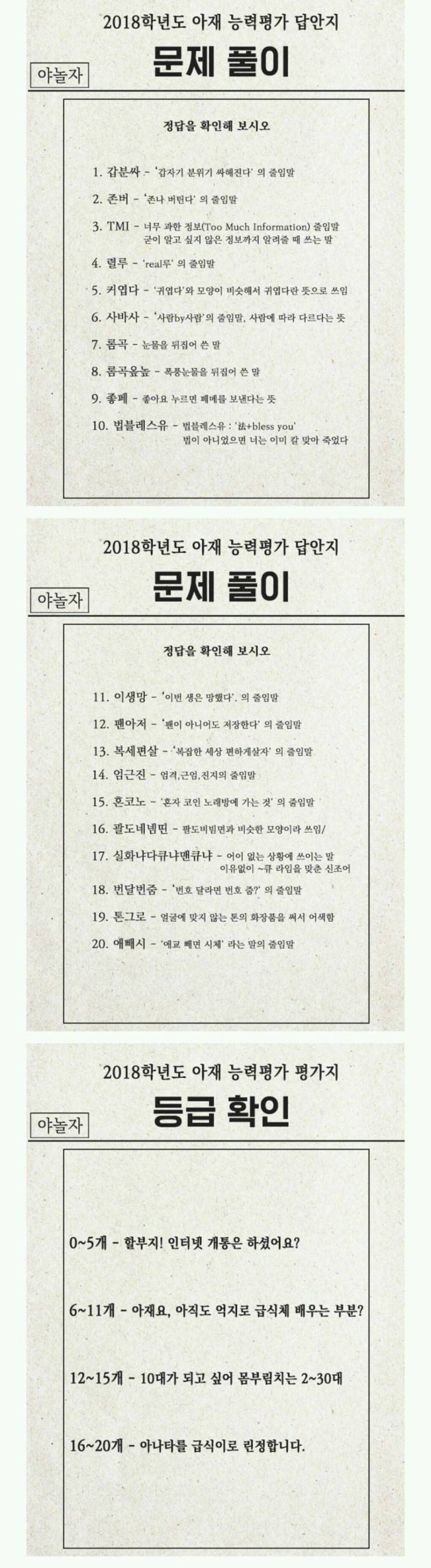 2018 신조어 테스트 | 인스티즈