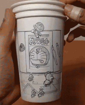 종이컵 3개로 연출한 진구 이슬이 도라에몽 | 인스티즈