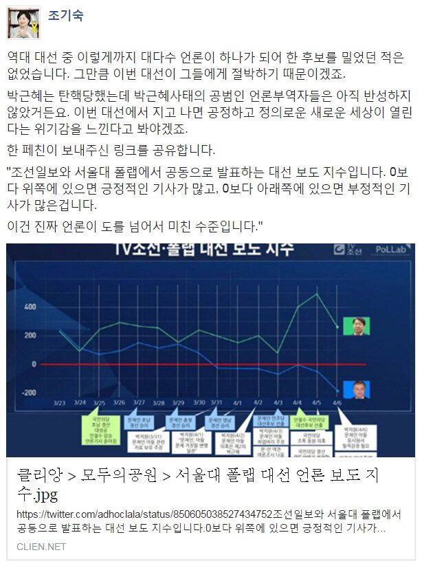 조기숙 페북 - 언론이 도를 넘어 미친 수준입니다 | 인스티즈