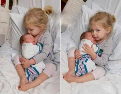 동생을 처음 본 아이들의 사랑스러운 반응.jpg | 인스티즈