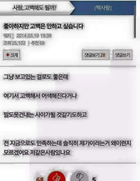 좋아하지만 고백은 안하고 싶습니다 | 인스티즈