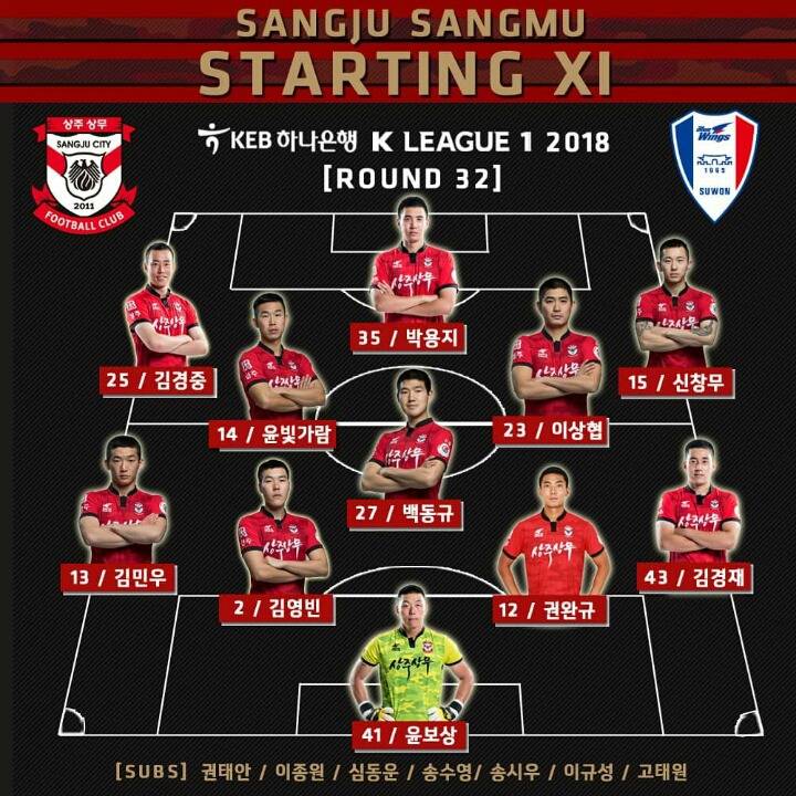 오늘자 상주v수원, 경남v제주 양팀 선발라인업 | 인스티즈