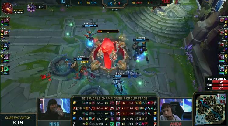 [LOL] 2018 롤드컵 그룹 스테이지 / 대회 넷째날 3경기,"IG(중국) vs 100(북미)"- 경기결과 | 인스티즈