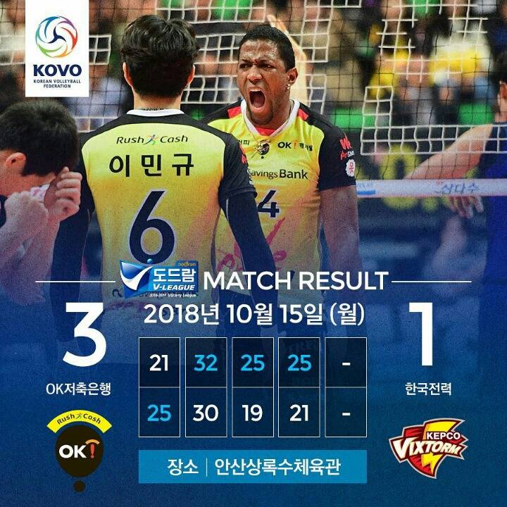 오늘자 OK저축은행v한국전력 경기 결과 | 인스티즈