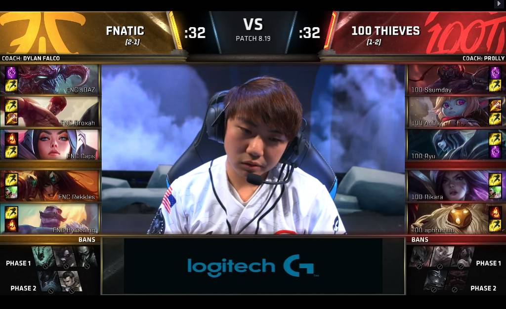 [LOL] 2018 롤드컵 그룹 스테이지 / 대회 8일차 1경기,"FNC(유럽) vs 100(북미)"- 경기결과 | 인스티즈