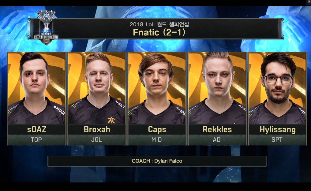 [LOL] 2018 롤드컵 그룹 스테이지 / 대회 8일차 1경기,"FNC(유럽) vs 100(북미)"- 경기결과 | 인스티즈