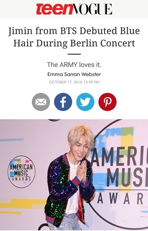 BTS 방탄 지민, 새로 바꾼 '파란 머리'에 전세계 팬들 열광…해외언론도 집중 보도 | 인스티즈