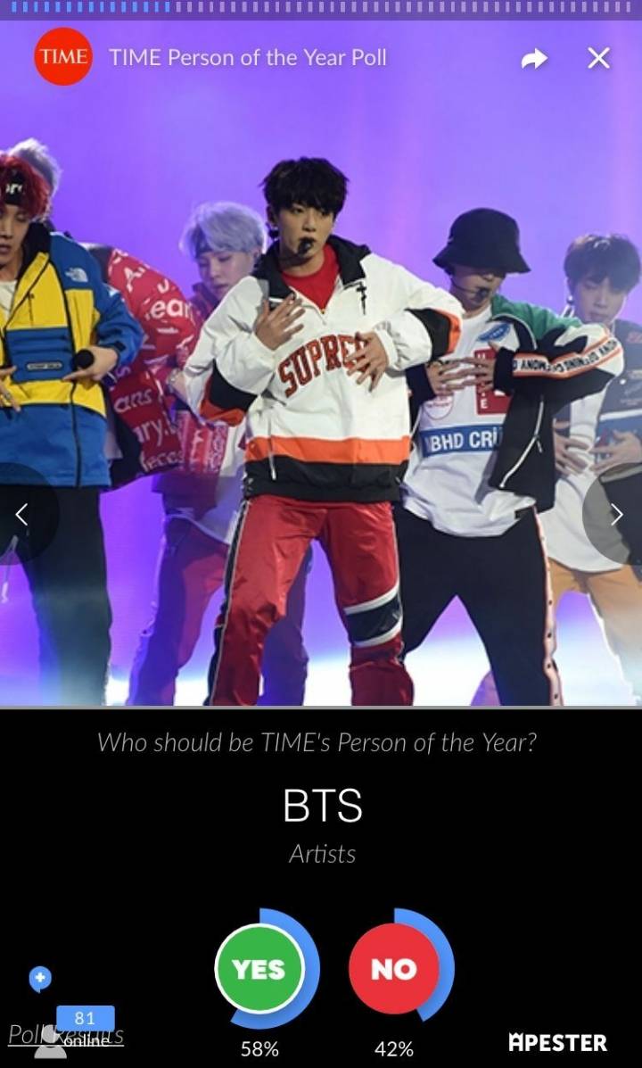 방탄소년단, 美타임誌 '올해의 인물' 비욘세·트럼프 제치고 투표 1위 질주 | 인스티즈