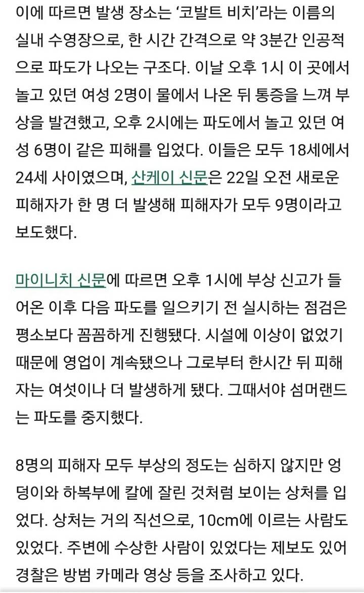 일본 도쿄의 워터파크에서 여성 9명의 엉덩이 살이 잘리는 일이 발생했다 | 인스티즈