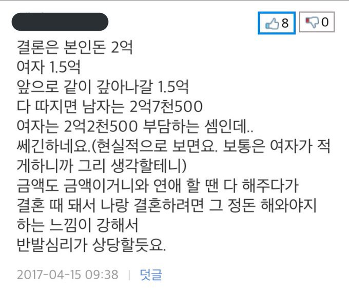 결혼할 여자에게 1억5천 요구했다가 파혼당한 남자 | 인스티즈