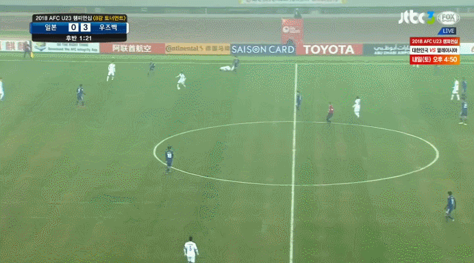 우즈벡에게 탈탈털리는 일본 수비.GIF | 인스티즈