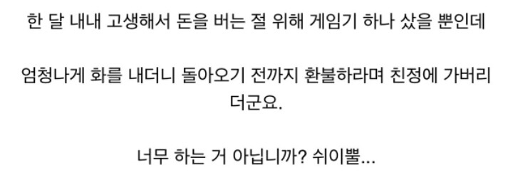 게임기 하나 샀다고 와이프와 대판 싸웠습니다 | 인스티즈