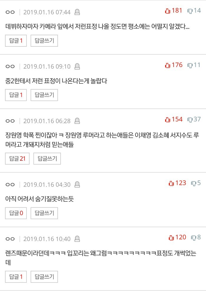 아이즈원 장원영에게 달리는 악플수준 | 인스티즈