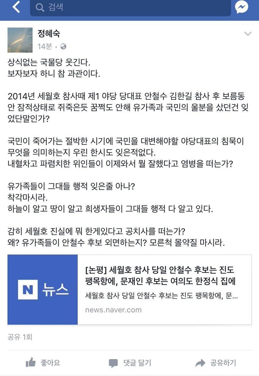 안철수 국민의당에 분노한 세월호 성호엄마 글.txt | 인스티즈
