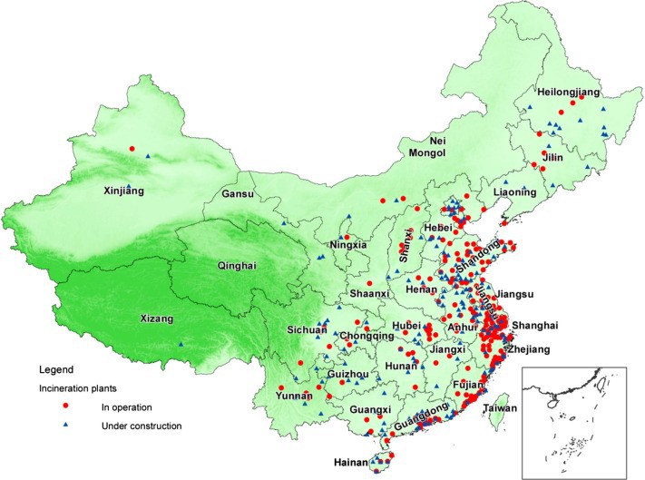 중국의 대규모 쓰레기 소각장 분포도 | 인스티즈