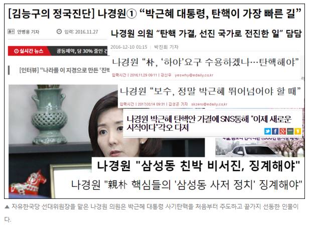 박근혜 탄핵, 출당에 앞장 선 나경원... 홍준표 두 잡것들