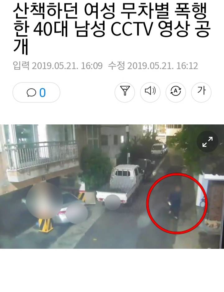 산책하던 여성 무차별 폭행한 40대 남성 CCTV 영상 공개 | 인스티즈