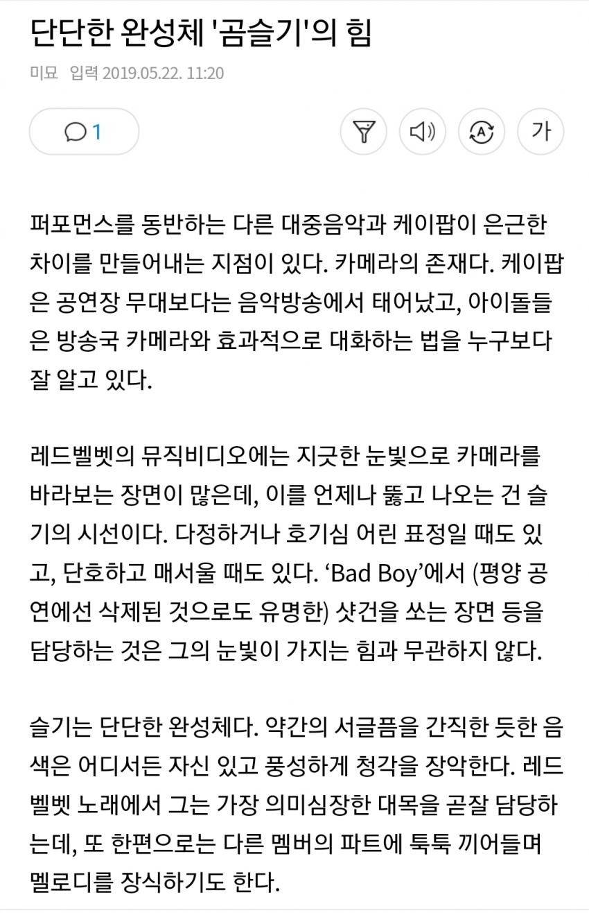 아이돌 평론가가 쓴 레드벨벳 슬기 갭차이 실력 평가 | 인스티즈