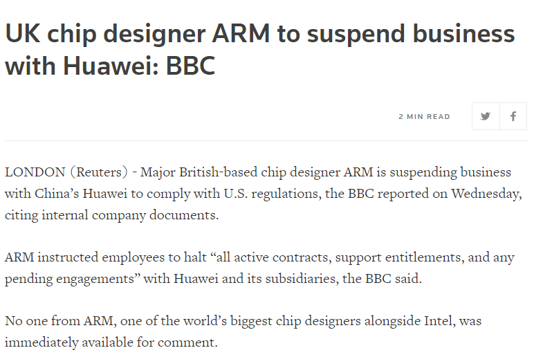 세계2위 반도체 설계업체 ARM..'화웨이'와 사업 중단 예정 | 인스티즈