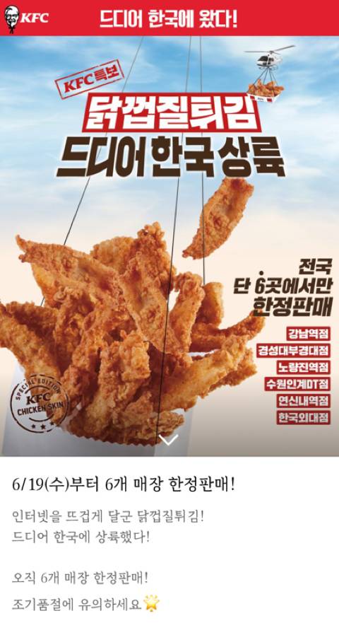 🌟 KFC 닭껍질 튀김 출시 🌟 | 인스티즈