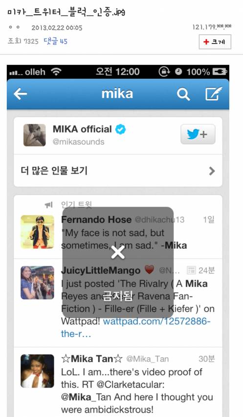 MIKA(미카)에게 트윗 블락 당한 한국팬 | 인스티즈