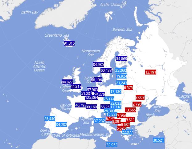 유럽의 1인당 GDP 지도 | 인스티즈