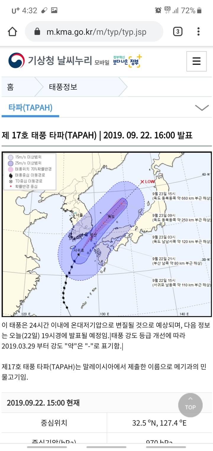 현재 17호 태풍 타파 현재상황 | 인스티즈