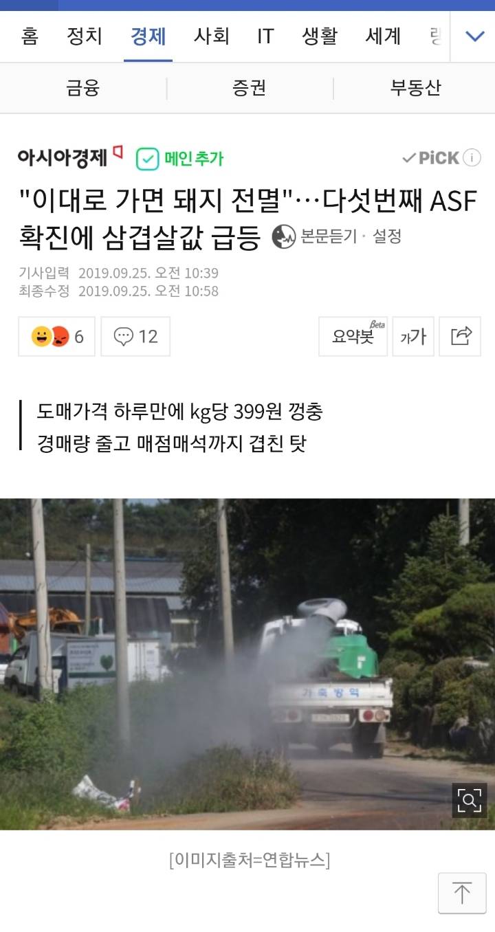 돼지열병 다섯번째확진..돼지고기값 급등... | 인스티즈