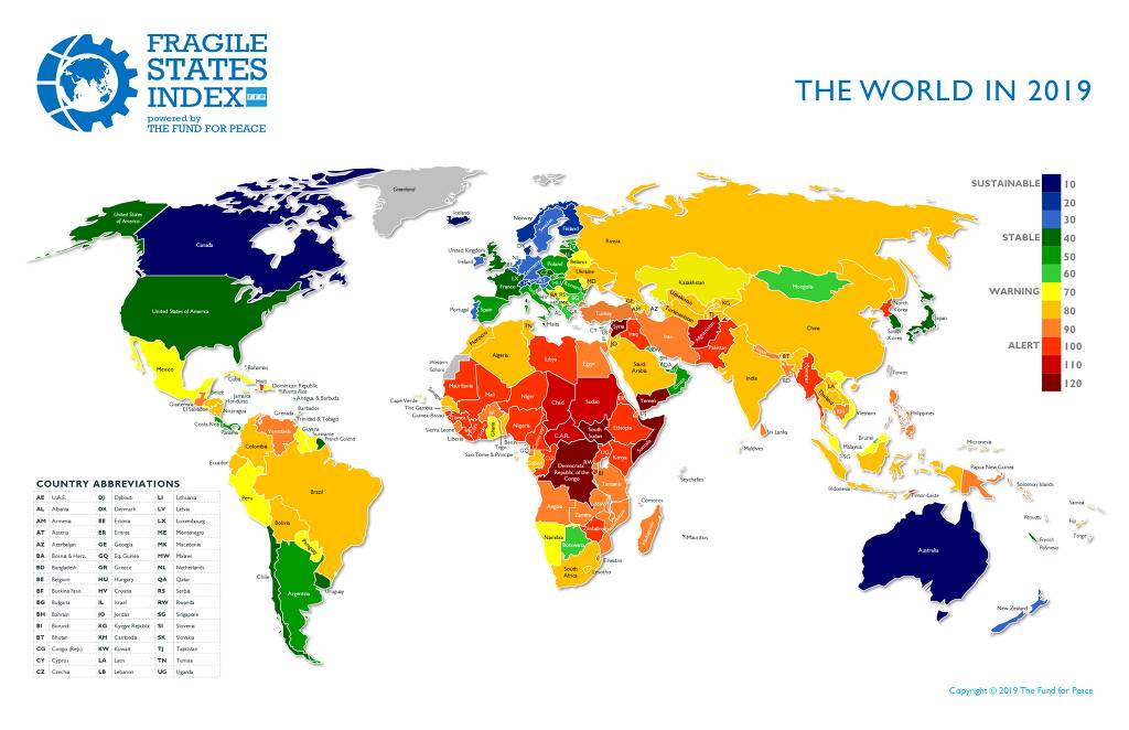 전세계 국가들이 얼마나 안정적이고 막장인지 보여주는 지표 (2019년 최신판) | 인스티즈