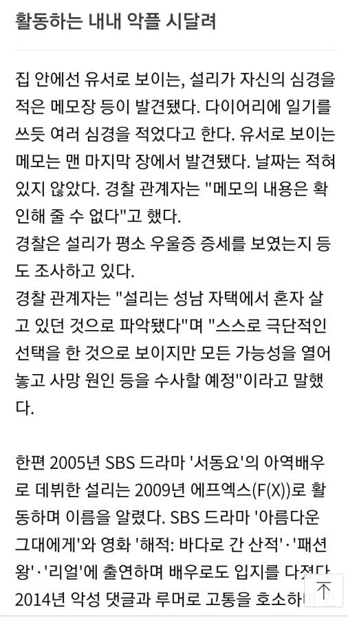 악플러들이 죽인 설리 | 인스티즈