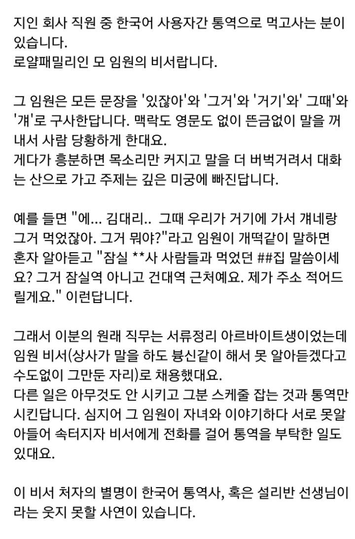 한국어 통역으로 먹고사는 분.txt | 인스티즈