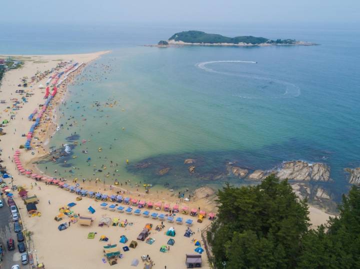 송지호 해수욕장에서 물놀이하는 사진 | 인스티즈