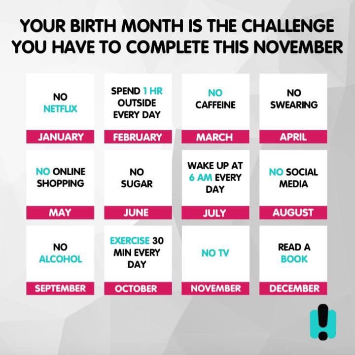 11월 챌린지 - 당신이 태어난 달에 해당하는 목표 완수하기 | 인스티즈