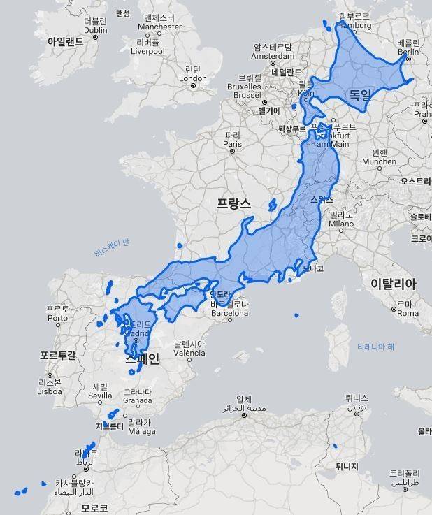 대한민국 일본 vs 유럽 대륙 땅크기 면적 비교 | 인스티즈