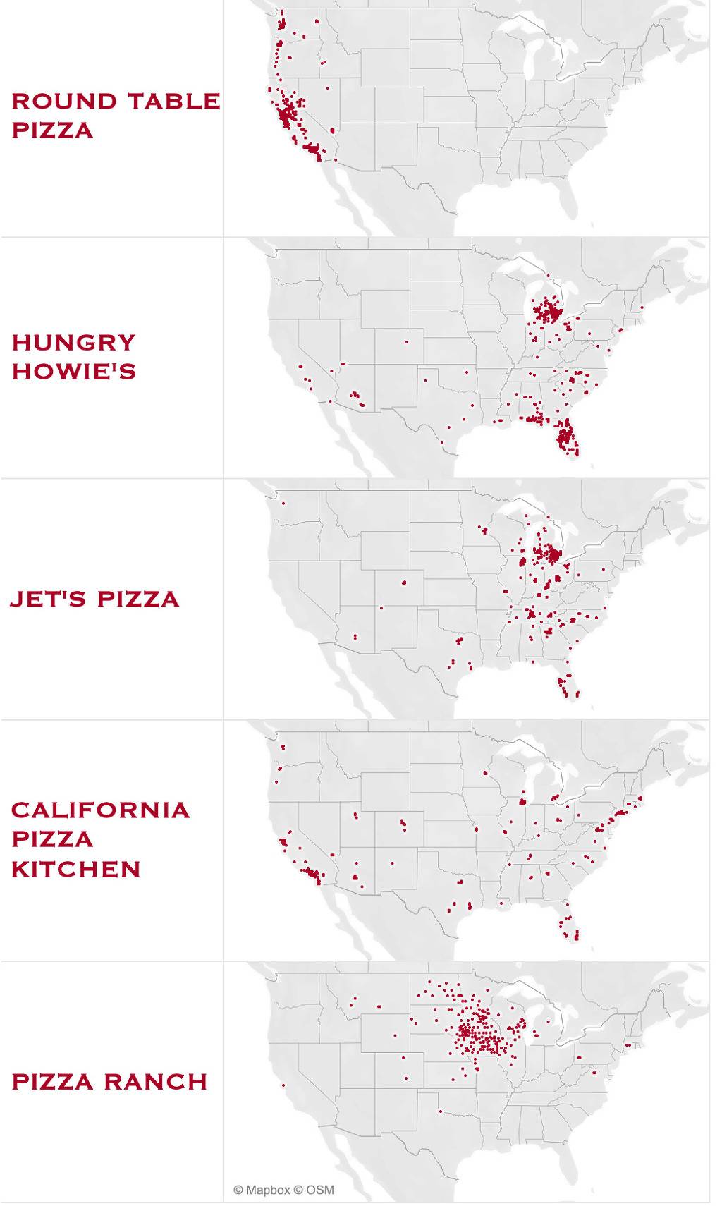 미국 내 피자 체인점의 분포 | 인스티즈