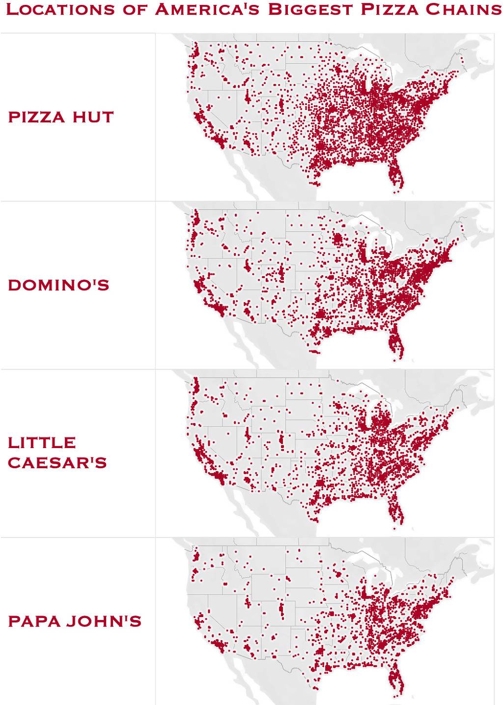 미국 내 피자 체인점의 분포 | 인스티즈