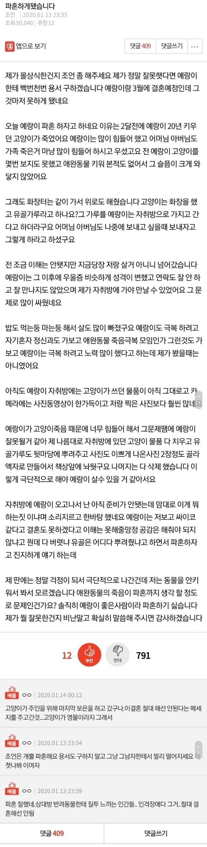 고양이 때문에 파혼하게 된 여자.jpg | 인스티즈