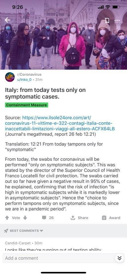 이탈리아: 오늘부터 증상 있는 사람만 코로나 테스트하기로 | 인스티즈