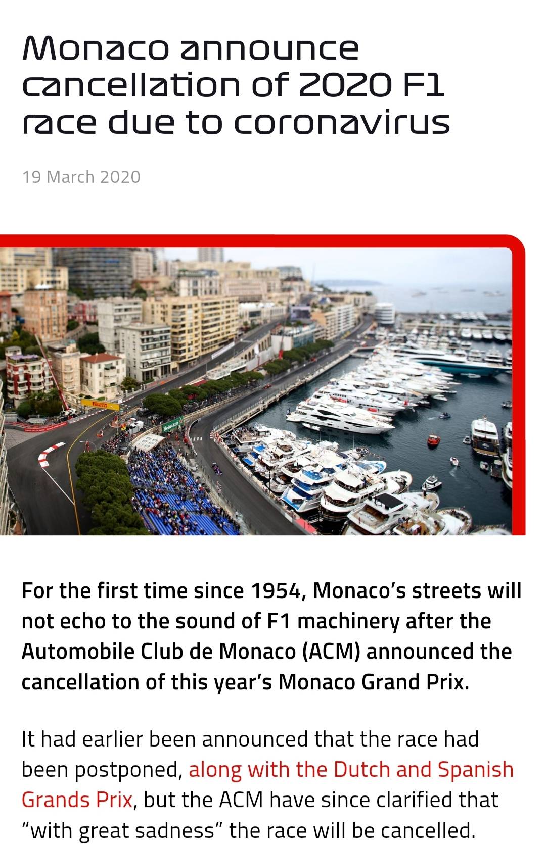 F1 모나코 그랑프리 대회 취소 | 인스티즈